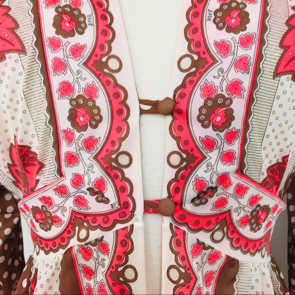 Emilio Pucci Brown and Pink Floral Long Robe - Picture 10 of 14
